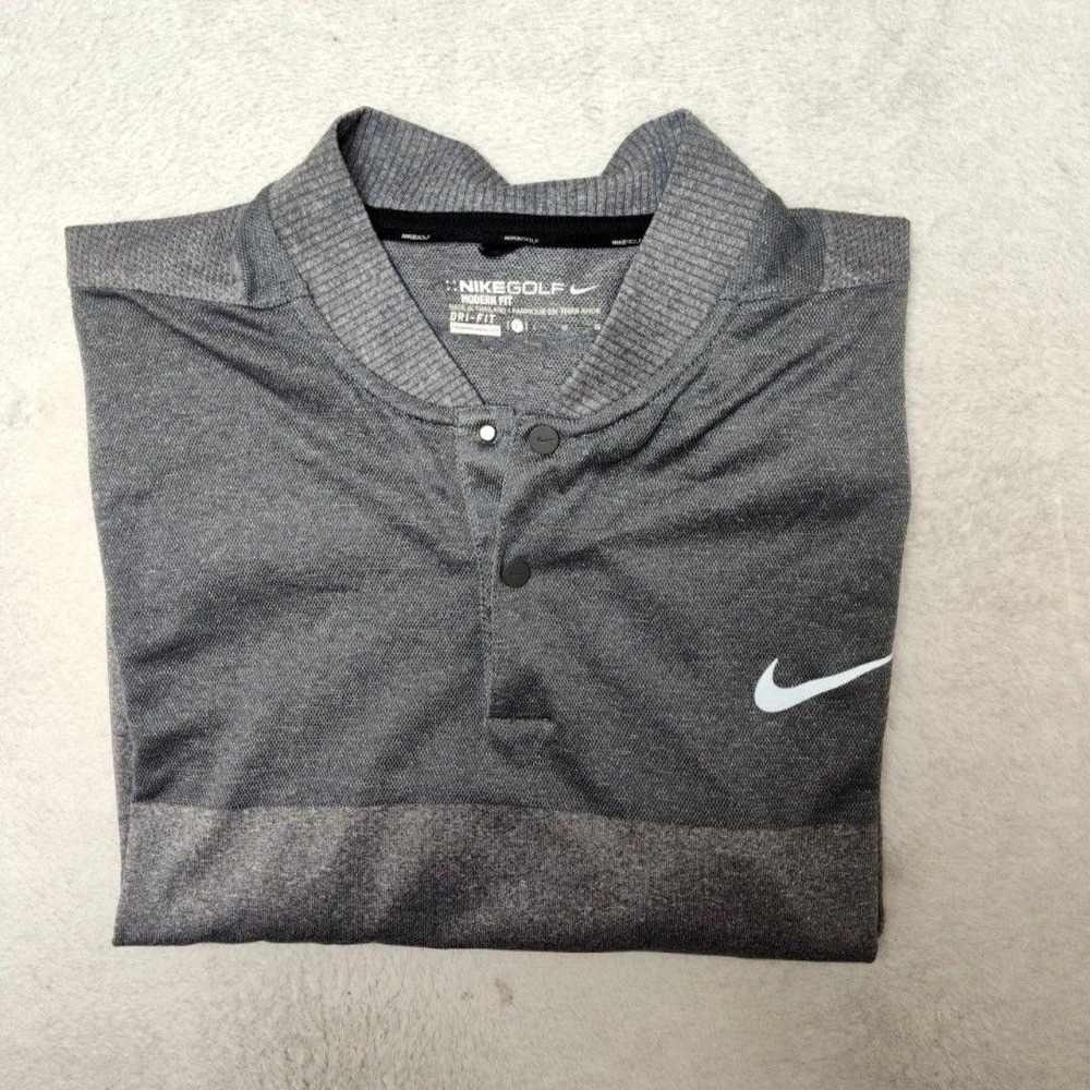 Nike Polo Shirt Mens Large Gray Colorblock Blade Band Golf Modern Court 727102